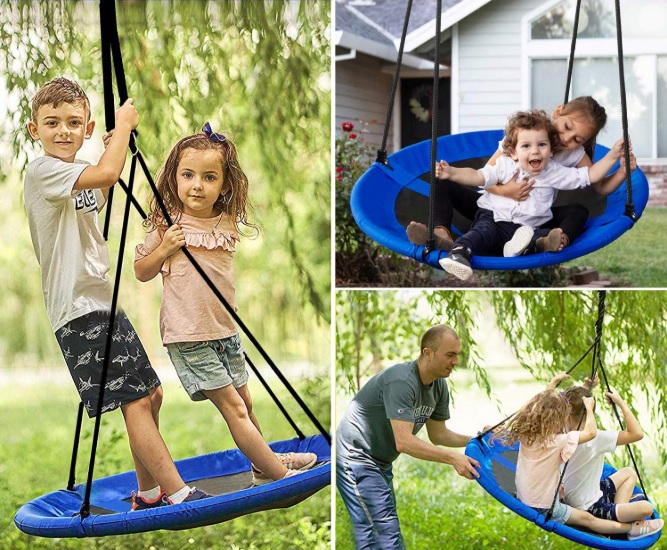Wonderland Závesná hojdačka - hojdací kruh 113 cm modrý 2